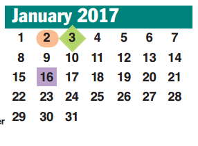 District School Academic Calendar for Brazos Bend Elementary School for January 2017
