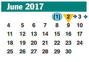District School Academic Calendar for Seguin Elementary for June 2017
