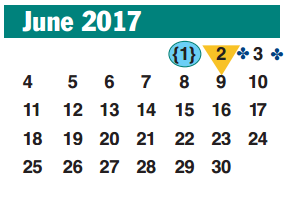 District School Academic Calendar for Brazos Bend Elementary School for June 2017