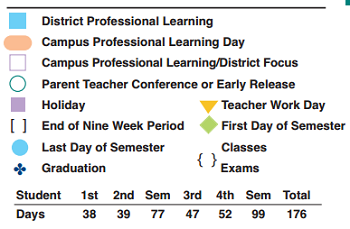 District School Academic Calendar Legend for Brazos Bend Elementary School