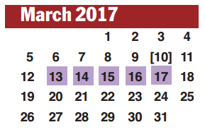 District School Academic Calendar for Colony Bend Elementary School for March 2017