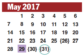 District School Academic Calendar for Schiff Elementary for May 2017