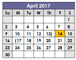 District School Academic Calendar for Insights Learning Center for April 2017