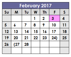 District School Academic Calendar for Ridglea Hills Elementary for February 2017