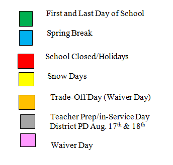 District School Academic Calendar Legend for Assessment Ctr