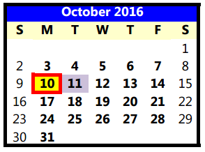 District School Academic Calendar for Crestview Elementary for October 2016