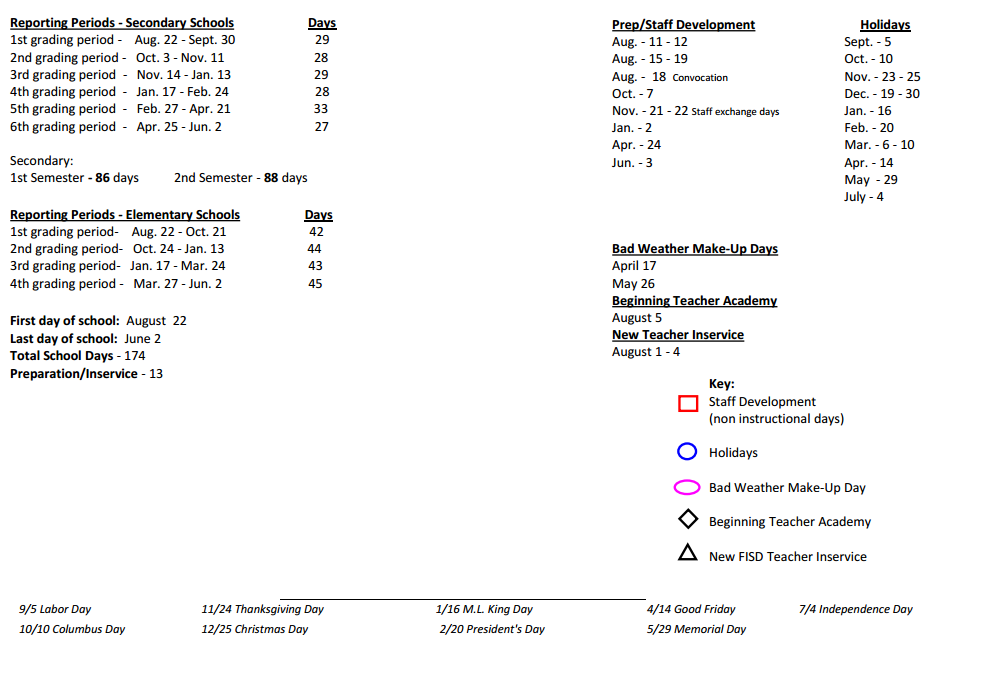 District School Academic Calendar Key for Griffin Middle School