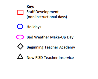 District School Academic Calendar Legend for Pink Elementary