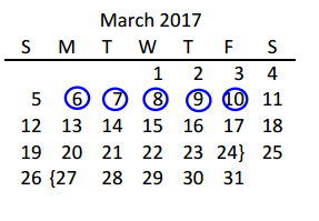 District School Academic Calendar for Borchardt Elementary for March 2017