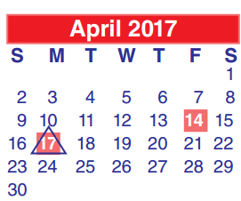 District School Academic Calendar for North Shore Middle for April 2017