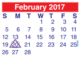 District School Academic Calendar for North Shore Middle for February 2017