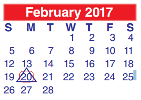 District School Academic Calendar for Cobb 6th Grade Campus for February 2017