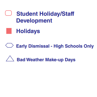 District School Academic Calendar Legend for North Shore Senior High