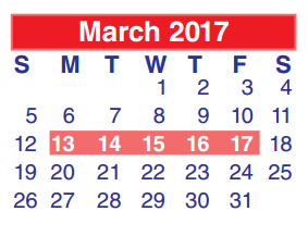 District School Academic Calendar for North Shore Elementary for March 2017