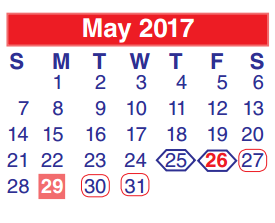 District School Academic Calendar for North Shore Elementary for May 2017