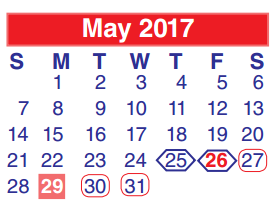 District School Academic Calendar for Highpoint School East (daep) for May 2017