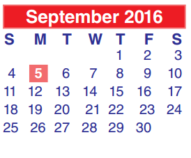 District School Academic Calendar for James B Havard Elementary for September 2016