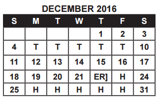 District School Academic Calendar for Rosenberg Elementary for December 2016