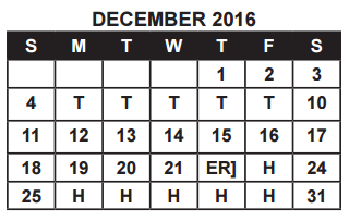 District School Academic Calendar for Student Alter Instr Lrn School(sai for December 2016