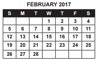District School Academic Calendar for Student Alter Instr Lrn School(sai for February 2017
