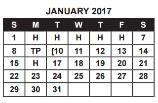 District School Academic Calendar for Parker Elementary for January 2017