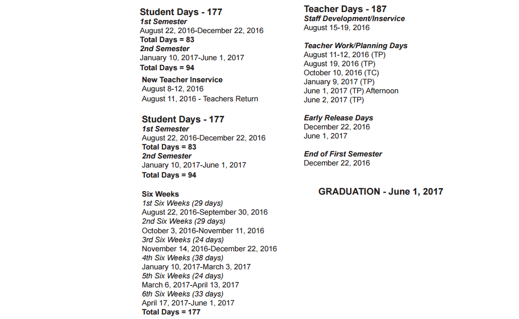 District School Academic Calendar Key for Weis Middle School