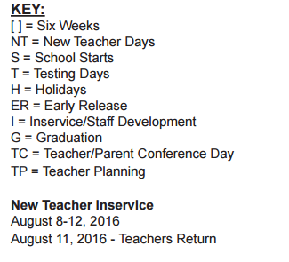 District School Academic Calendar Legend for Student Alter Instr Lrn School(sai