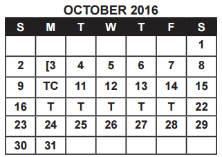 District School Academic Calendar for Student Alter Instr Lrn School(sai for October 2016