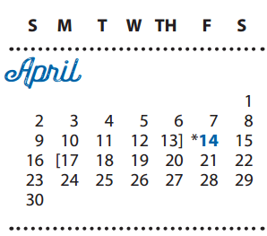 District School Academic Calendar for P I P for April 2017