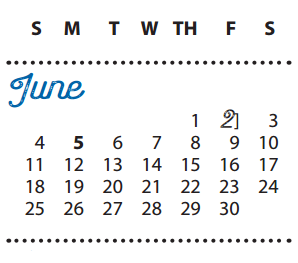 District School Academic Calendar for Cisneros Pre-k Ctr for June 2017