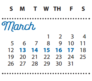 District School Academic Calendar for Brandenburg Middle for March 2017