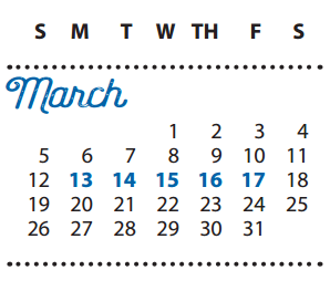 District School Academic Calendar for Naaman Forest High School for March 2017