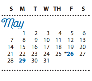 District School Academic Calendar for P I P for May 2017