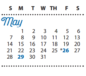 District School Academic Calendar for Hillside Acad For Excel for May 2017