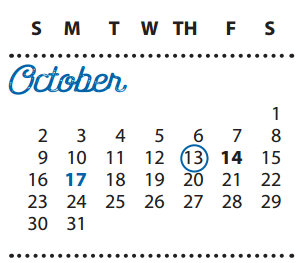 District School Academic Calendar for Watson Technology Center for October 2016