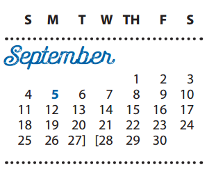 District School Academic Calendar for P I P for September 2016