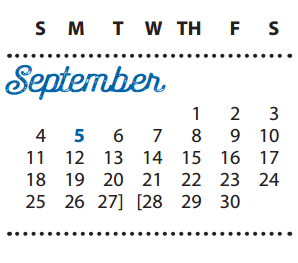 District School Academic Calendar for Cisneros Pre-k Ctr for September 2016