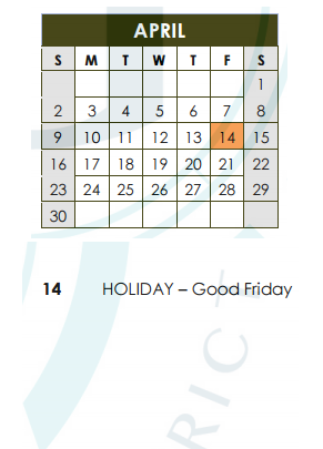 District School Academic Calendar for Wm S Lott Juvenile Ctr for April 2017