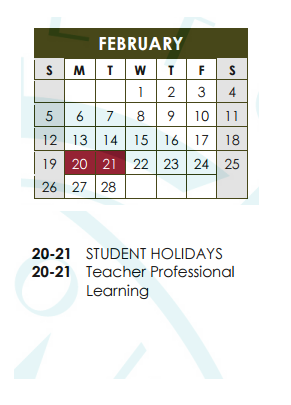 District School Academic Calendar for Frost Elementary School for February 2017