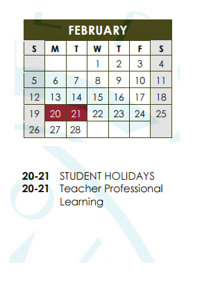 District School Academic Calendar for Ford Elementary School for February 2017