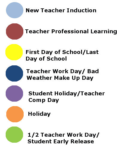 District School Academic Calendar Legend for Frost Elementary School