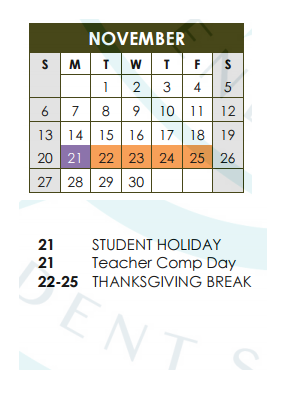 District School Academic Calendar for Wm S Lott Juvenile Ctr for November 2016