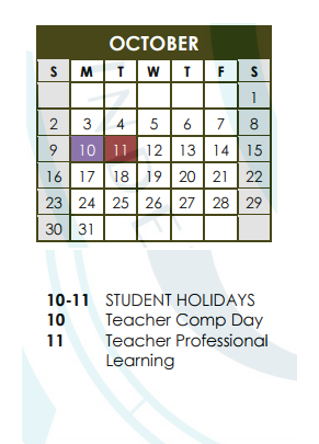 District School Academic Calendar for Frost Elementary School for October 2016