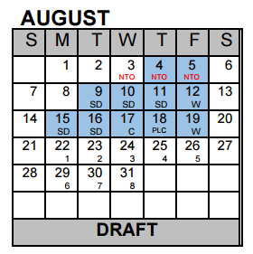 District School Academic Calendar for Excel Academy (murworth) for August 2016
