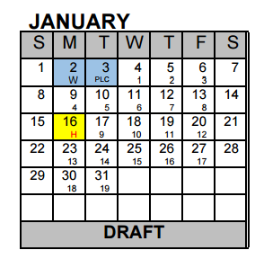 District School Academic Calendar for Excel Academy (murworth) for January 2017