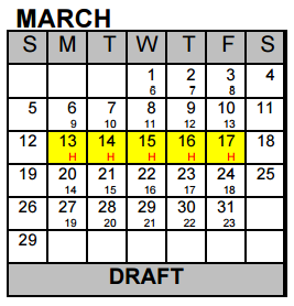 District School Academic Calendar for Excel Academy (murworth) for March 2017