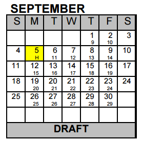 District School Academic Calendar for Excel Academy (murworth) for September 2016
