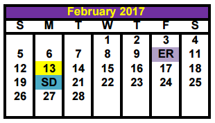 District School Academic Calendar for Granbury Middle School for February 2017