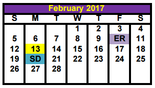 District School Academic Calendar for Emma Roberson Elementary for February 2017