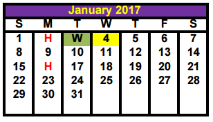 District School Academic Calendar for Nettie Baccus Elementary for January 2017